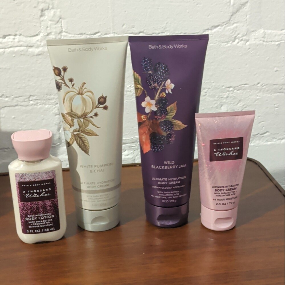 Bath & Body Works Wild Blackberry Jam + A Thousand Wishes 4Pc Cream & Lotion